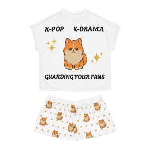 K-Pop Inspired Women's Pajama Set, Cozy Loungewear, Dog Lovers Gift, K-Drama Pajamas, Cute Sleep Outfit